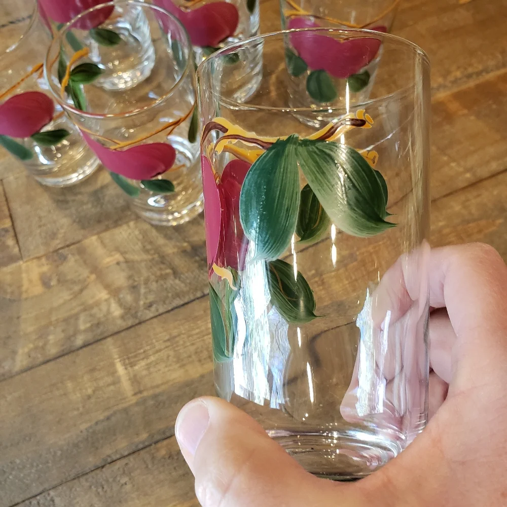 Franciscan Apple Tumbler Set of 6 Six Glasses Vintage Anchor Hocking Glassware - Picture 4 of 11